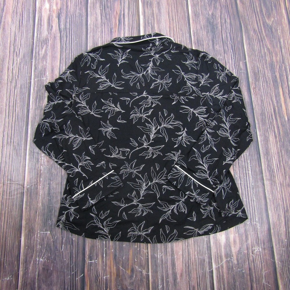 Cozy Earth Pajama Top Womens S Black Botanical Floral Viscose Spandex Button - Picture 5 of 7